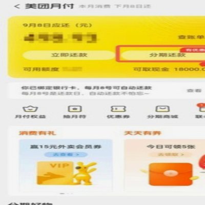 美团月付里的可取现金